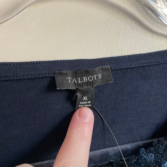 Talbots Blue Sequin Front Holiday Party Tank Top - Size XL - NEW - Picture 3 of 6